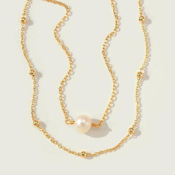 Double Layer Freshwater Pearl Bead Chain Bracelet - Picture 4 of 4